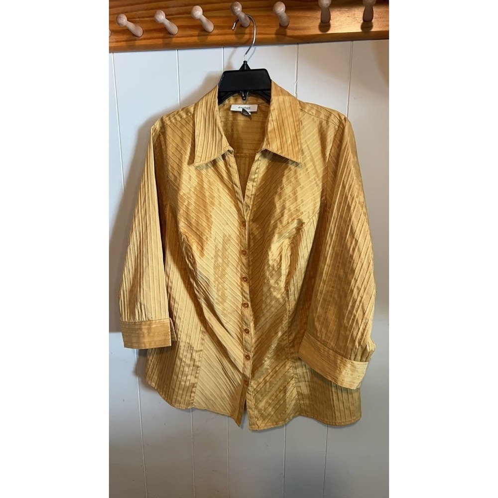 Dressbarn Women's Gold Striped Blouse Size 14/16W